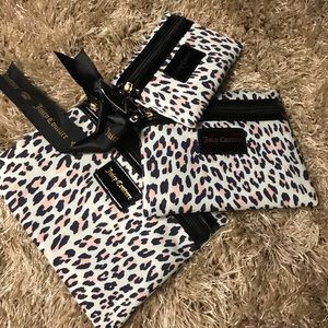 Juicy Couture Cheetah print set of 3 makeup bags!